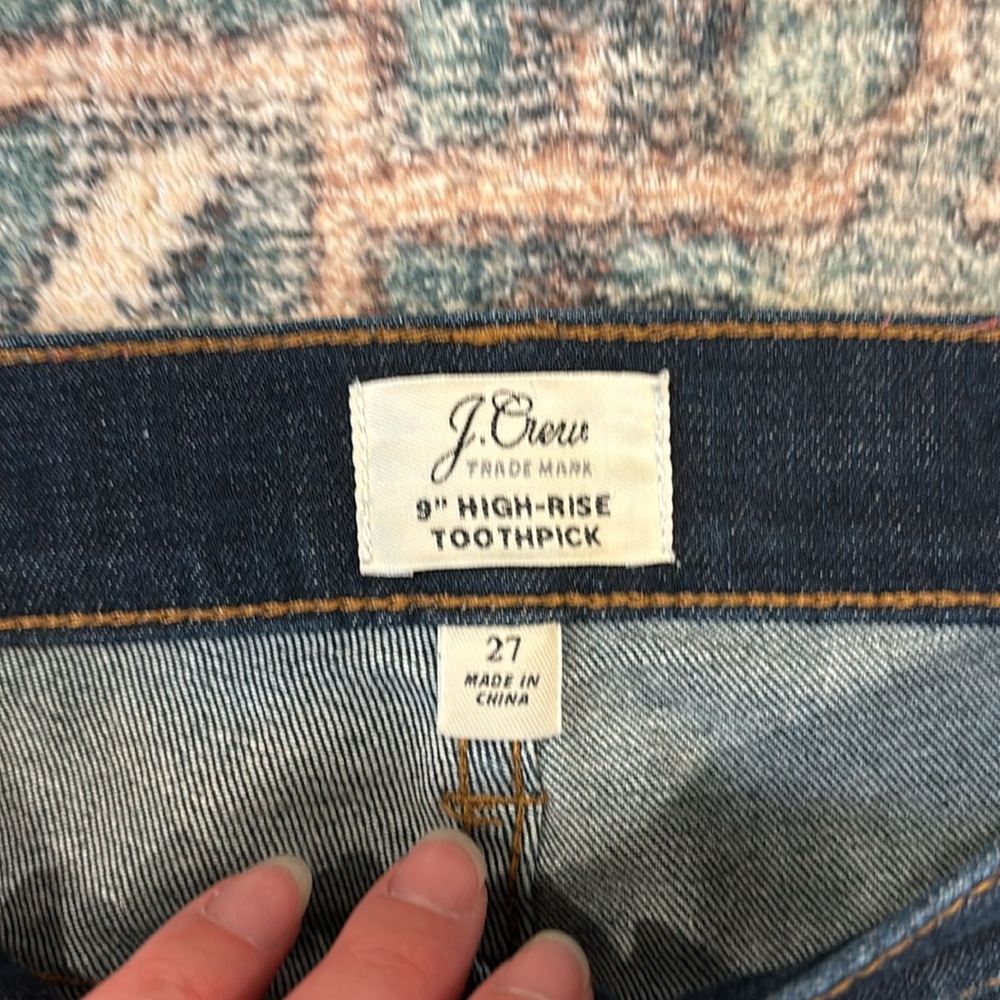 J. Crew 9” High Rise Toothpick jeans - Picture 2 of 3